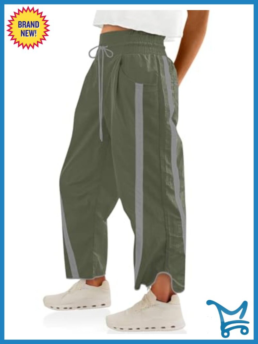 Women's Lightweight Polyester Blend Wide Leg Drawstring Track Pants